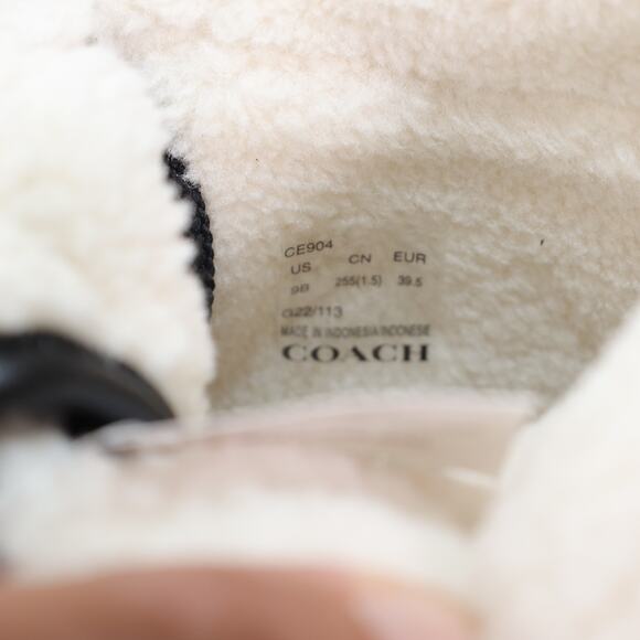 Coach Womens Sig Jacquard Fold Over Sherpa High Tops-Womens 9-Cocoa/Black-NWT - Picture 10 of 13